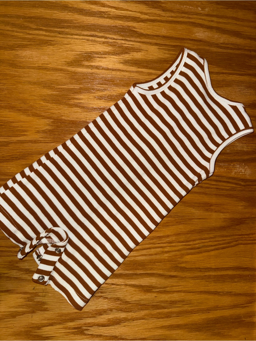 Mebie Baby Striped Sleeveless Baby Romper - Brown & White — image 4 of 5